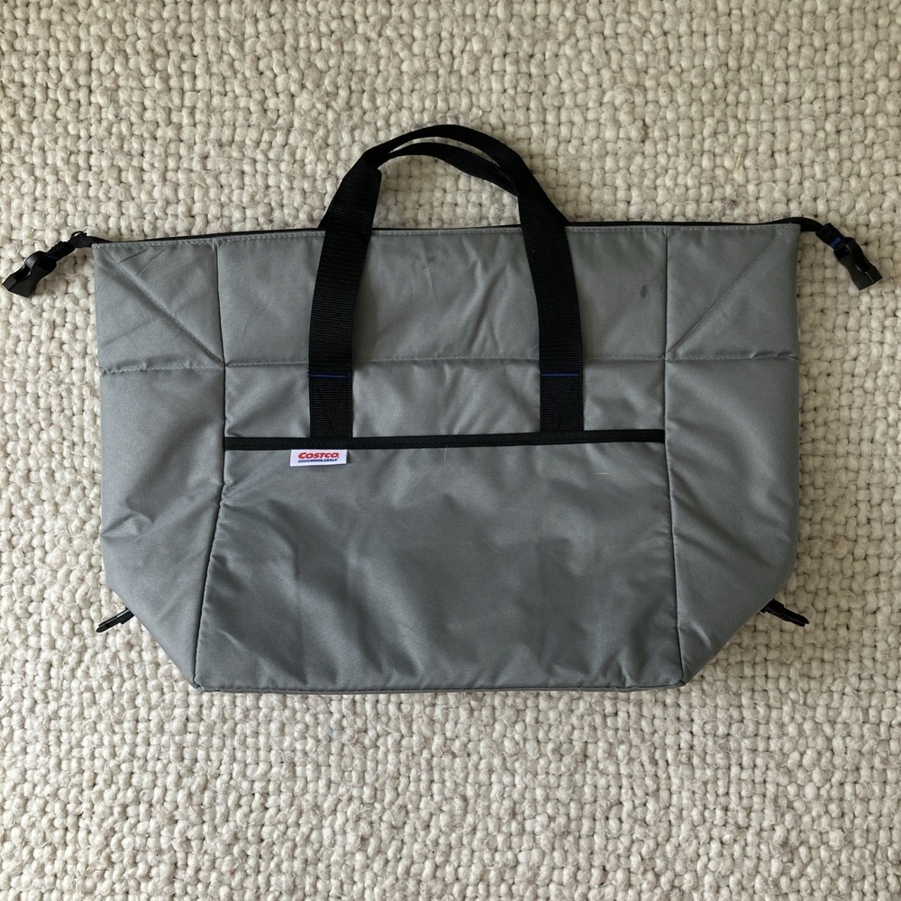 Costco Large Insulated Cooler Bag Tote Zipper Top Clip Sides Expandable